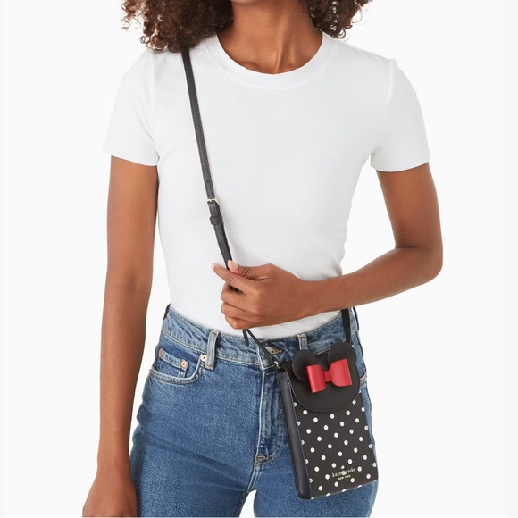 Disney X Kate Spade Minnie Mouse North South Flap Phone Crossbody & Card Holder - Picture 7 of 14